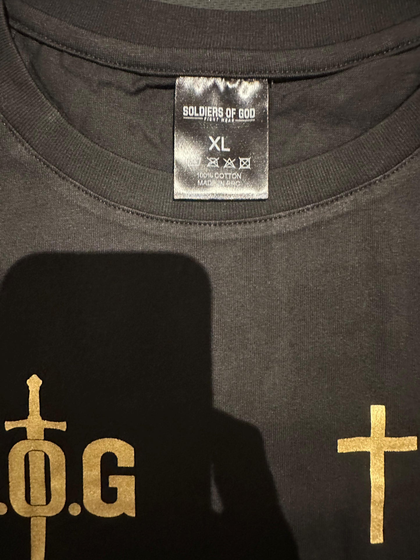 Soldiers of God Fightwear T-Shirt – Black/Gold (100% Cotton)