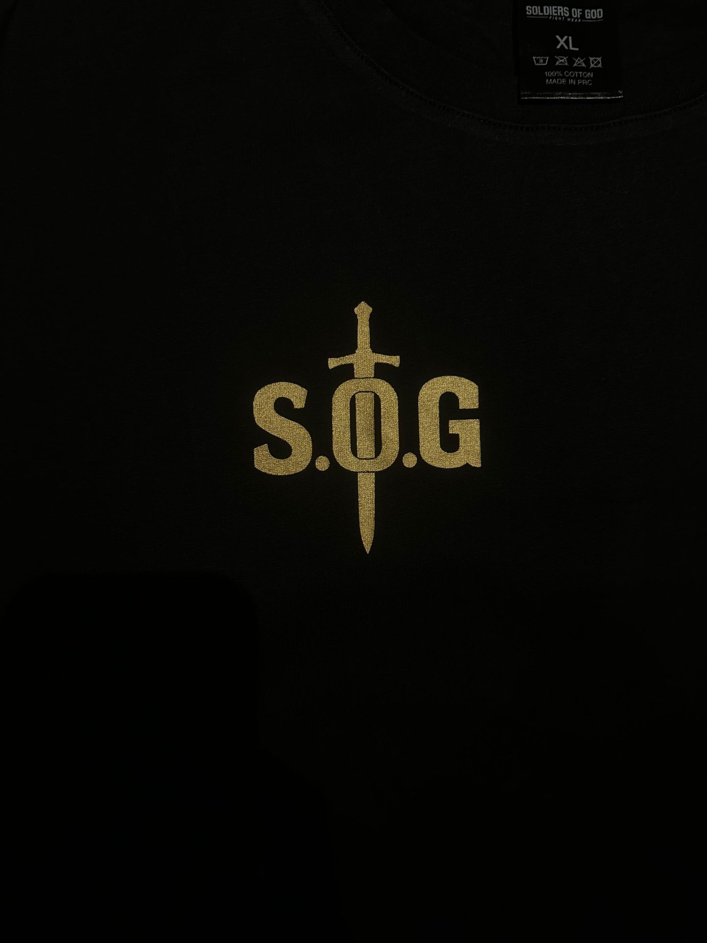 Soldiers of God Fightwear T-Shirt – Black/Gold (100% Cotton)